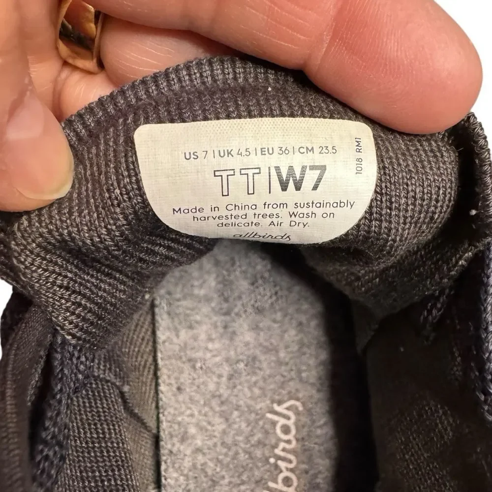 Allbirds Women's Tree Toppers Lace Up Dark Gray Sneakers Size 7